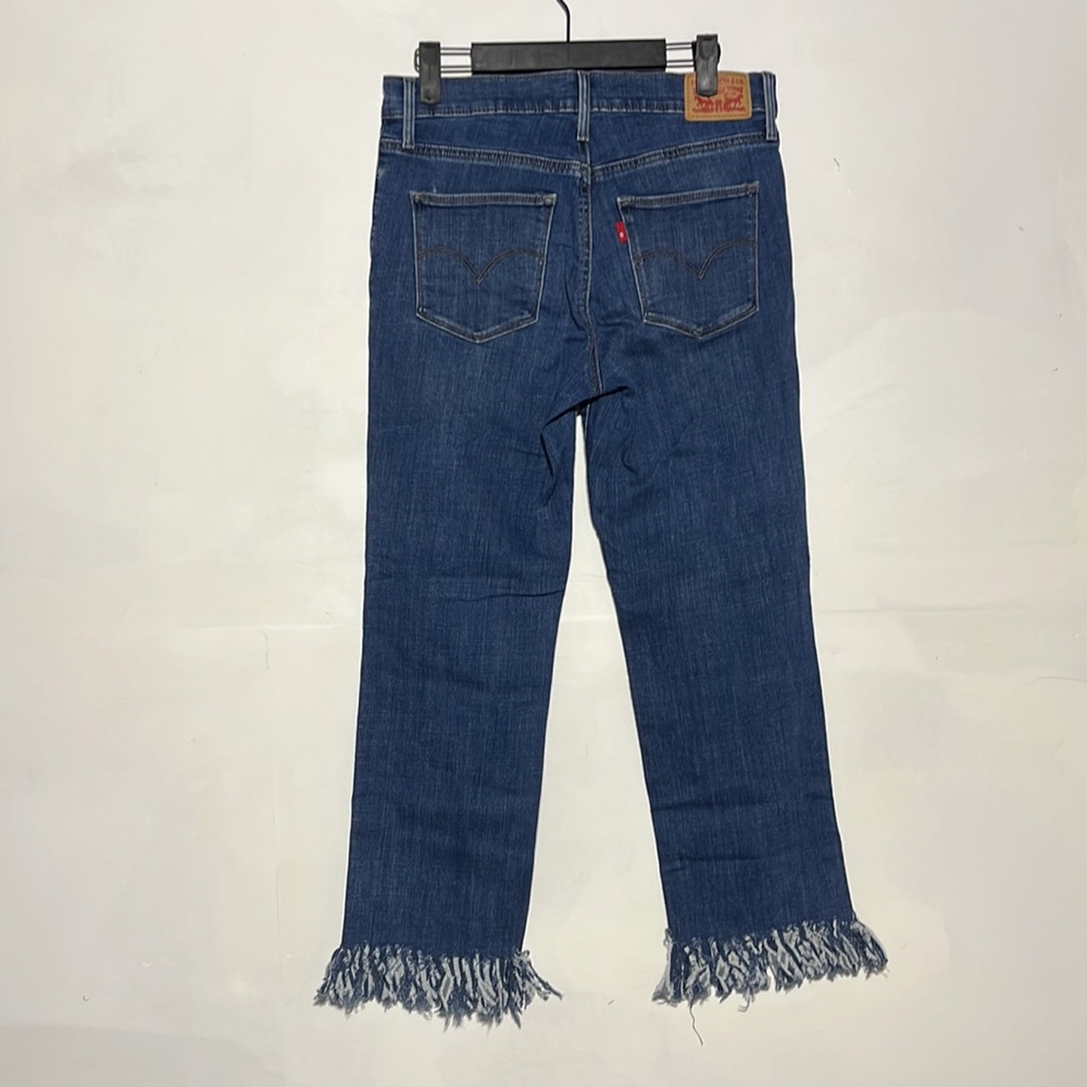 Levi's Slimming Straight Frayed Hem Medium Wash Denim Jeans Size 29 - Picture 7 of 11